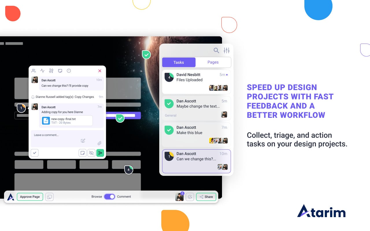 With Atarim, users can leave specific, contextual comments directly on the site.