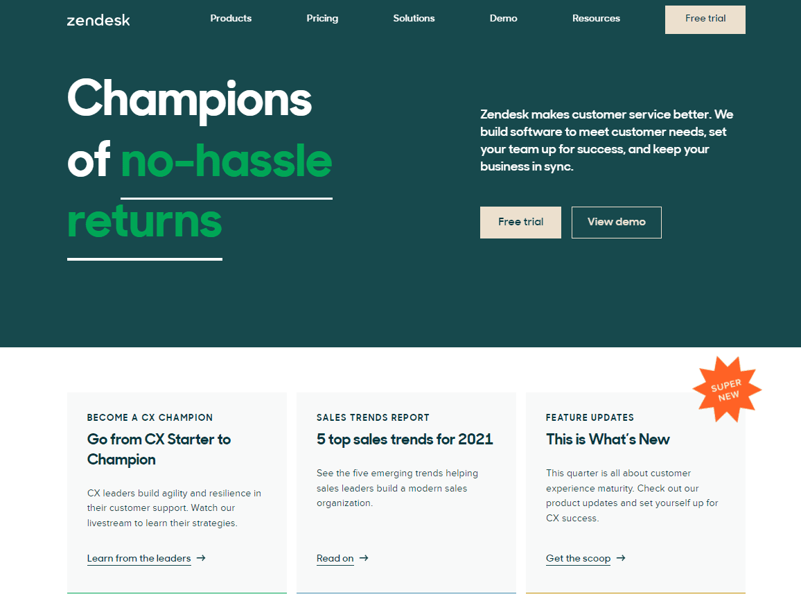 zendesk homepage